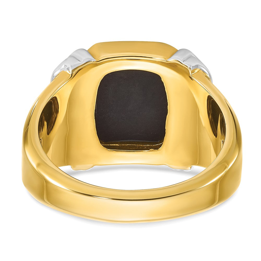 IB Goodman 10k Two-tone Mens 12x10mm Octagon Onyx Complete Ring
