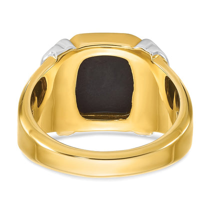 IB Goodman 10k Two-tone Mens 12x10mm Octagon Onyx Complete Ring