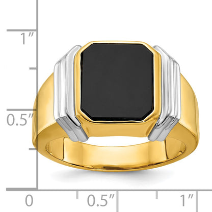 IB Goodman 10k Two-tone Mens 12x10mm Octagon Onyx Complete Ring