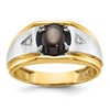 IBGoodman 10k Two-tone Men's Polished Satin and Grooved Black Star Sapphire and A Quality Diamond Ring