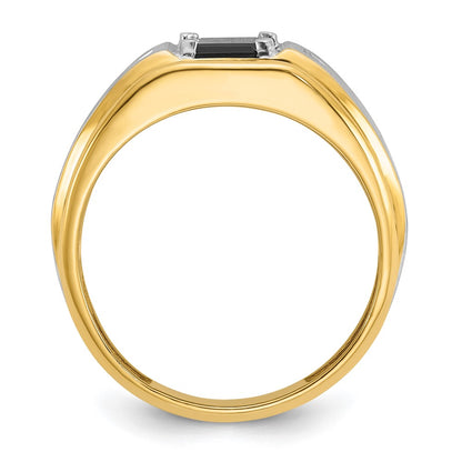 IB Goodman 10k Two-tone Mens Satin 8x6mm Octagon Onyx and Diamond Complete Ring