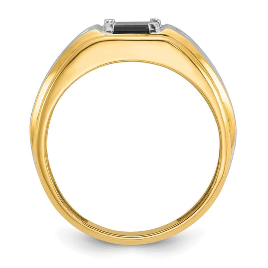 IB Goodman 10k Two-tone Mens Satin 8x6mm Octagon Onyx and Diamond Complete Ring