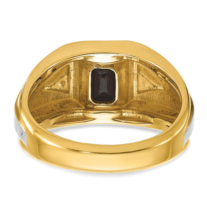 IB Goodman 10k Two-tone Mens Satin 8x6mm Octagon Onyx and Diamond Complete Ring