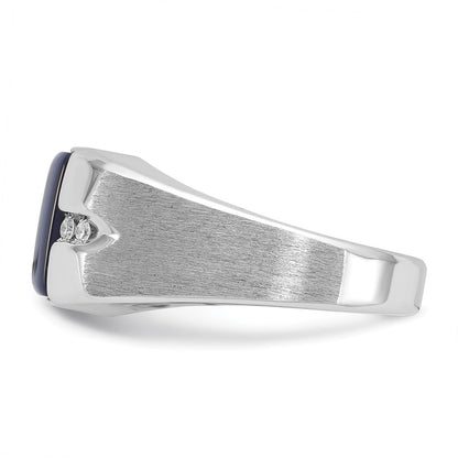 IB Goodman 10k White Gold Mens Satin Holds 10x8mm Cushion Gemstone and 4-1.7mm Diamonds Ring Mounting