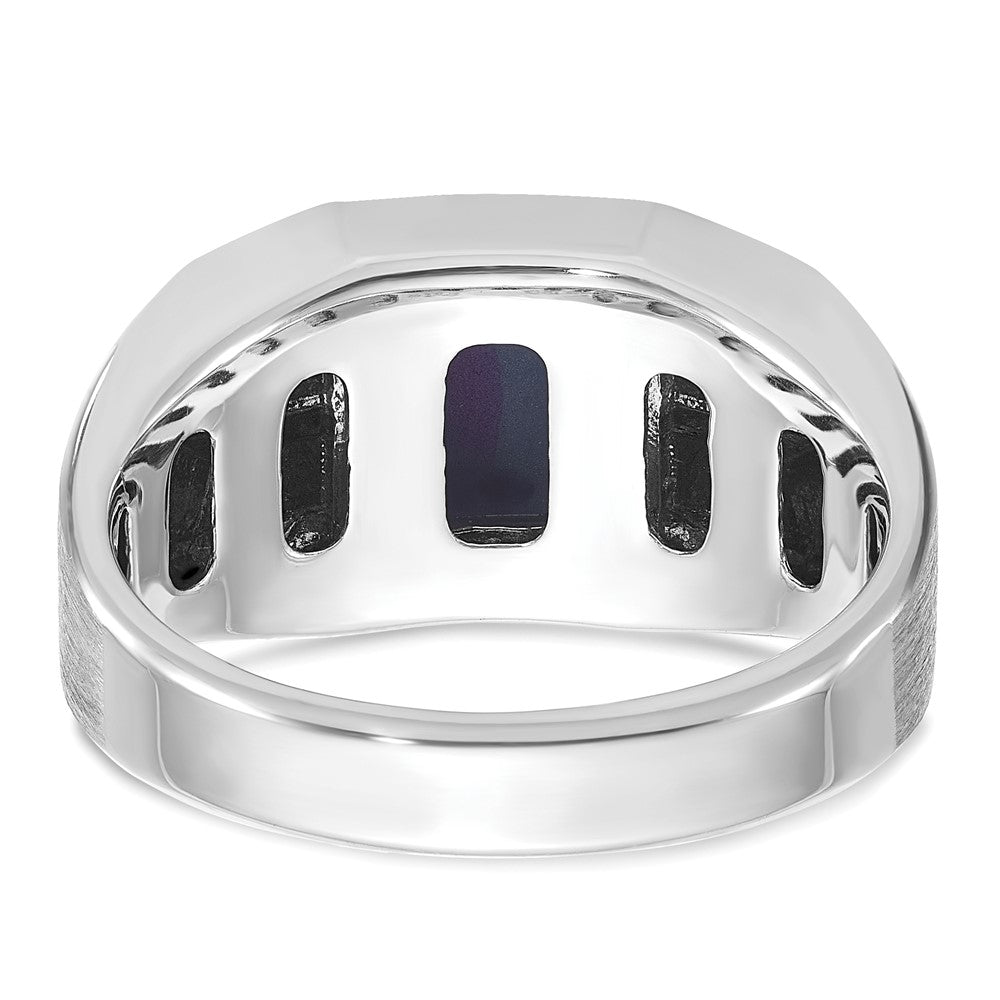 IB Goodman 10k White Gold Mens Satin Holds 10x8mm Cushion Gemstone and 4-1.7mm Diamonds Ring Mounting