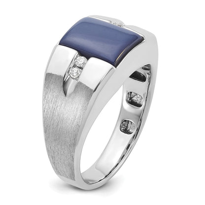 IB Goodman 10k White Gold Mens Satin Holds 10x8mm Cushion Gemstone and 4-1.7mm Diamonds Ring Mounting