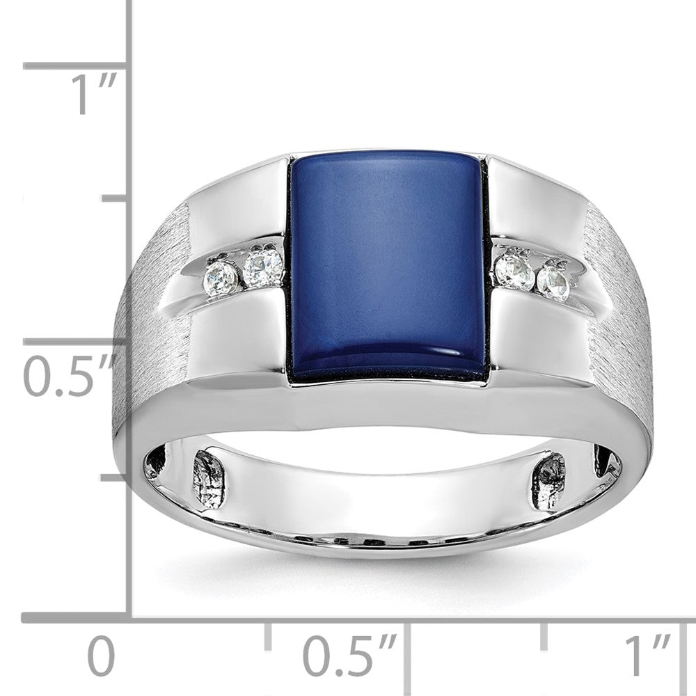 IB Goodman 10k White Gold Mens Satin Holds 10x8mm Cushion Gemstone and 4-1.7mm Diamonds Ring Mounting