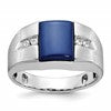 IB Goodman 10k White Gold Mens Satin Holds 10x8mm Cushion Gemstone and 4-1.7mm Diamonds Ring Mounting