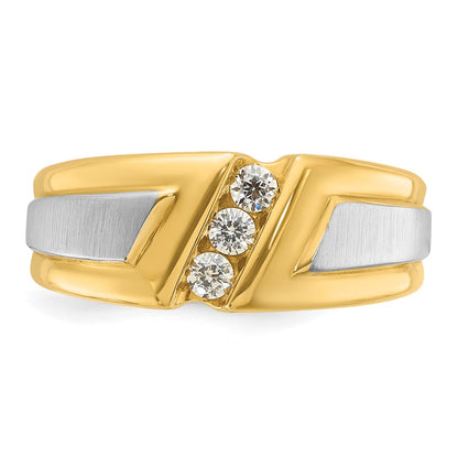 IBGoodman 10k Two-tone Men's Polished and Satin 3-Stone 1/4 Carat A Quality Diamond Ring