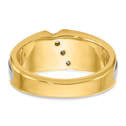 IBGoodman 10k Two-tone Men's Polished and Satin 3-Stone 1/4 Carat A Quality Diamond Ring