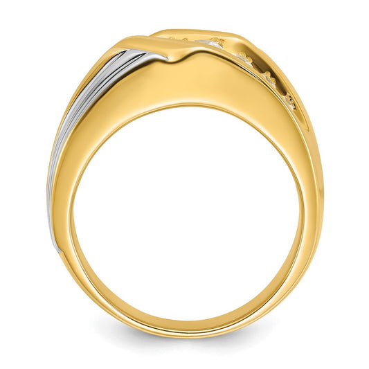 IBGoodman 14k Two-tone 1 carat Lab Grown Diamond VS/SI+ G+ Complete Polished and Grooved Men's Ring