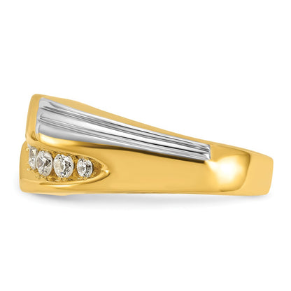 IBGoodman 14k Two-tone 1 carat Lab Grown Diamond VS/SI+ G+ Complete Polished and Grooved Men's Ring