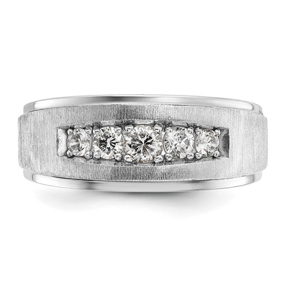IBGoodman 14k White Gold Polished and Brushed Five Stone Men's Ring Mounting