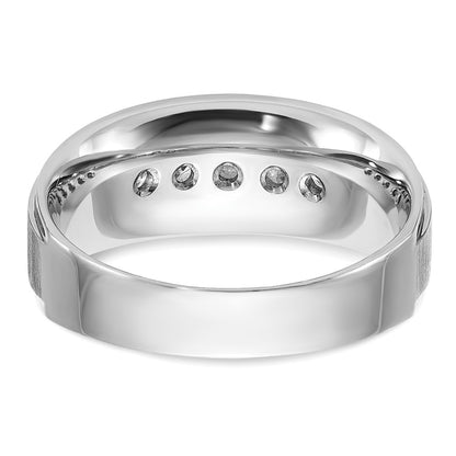 IBGoodman 14k White Gold 1/2 carat Lab Grown Diamond VS/SI+ G+ Complete Polished and Brushed Five Stone Men's Ring