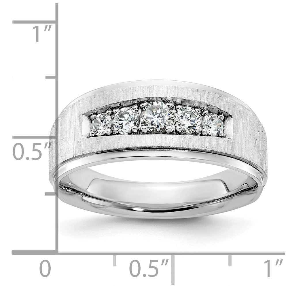 IBGoodman 14k White Gold Polished and Brushed Five Stone Men's Ring Mounting