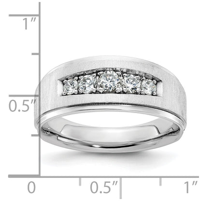 IBGoodman 14k White Gold Polished and Brushed Five Stone Men's Ring Mounting