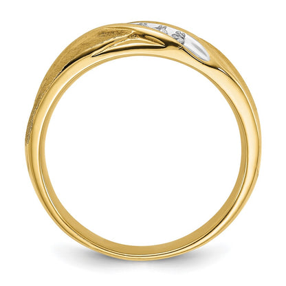 IBGoodman 14K with White Rhodium Men's Polished and Satin X 1/10 Carat AA Quality Diamond Ring