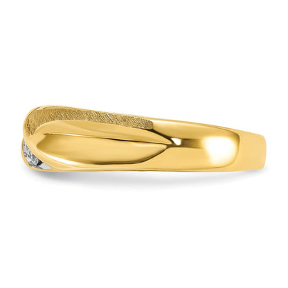 IBGoodman 14K with White Rhodium Men's Polished and Satin X 1/10 Carat AA Quality Diamond Ring