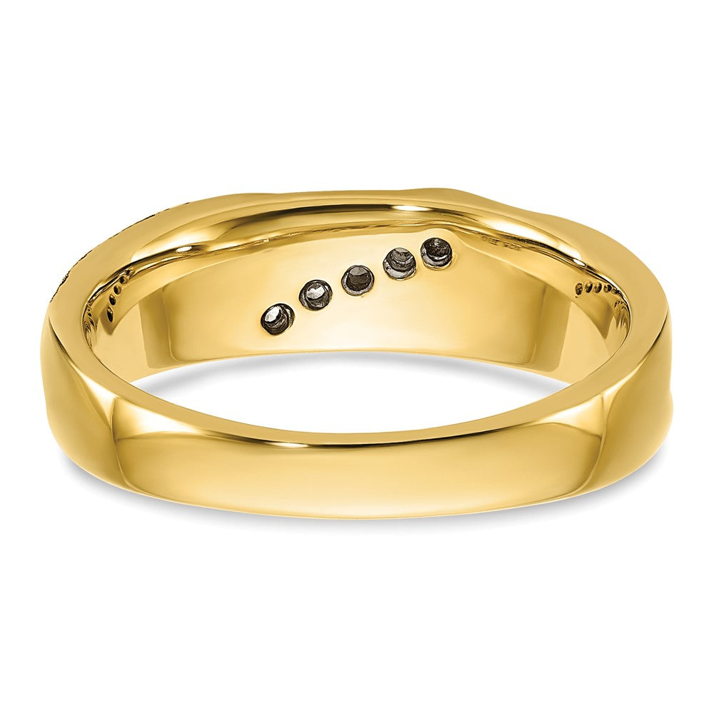IBGoodman 14K with White Rhodium Men's Polished and Satin X 1/10 Carat AA Quality Diamond Ring