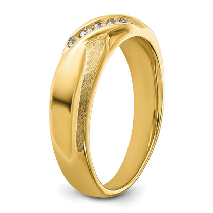 IBGoodman 14K with White Rhodium Men's Polished and Satin X 1/10 Carat AA Quality Diamond Ring