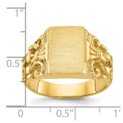 IB Goodman 10k Mens 13x9mm Rectangle Mens Signet Ring