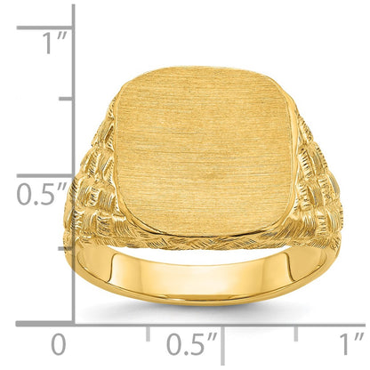 IB Goodman 10k Mens 13.5x15mm Cushion Signet Ring
