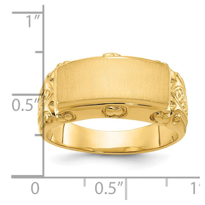 IB Goodman 10k Mens 15x7mm Rectangle Signet Ring