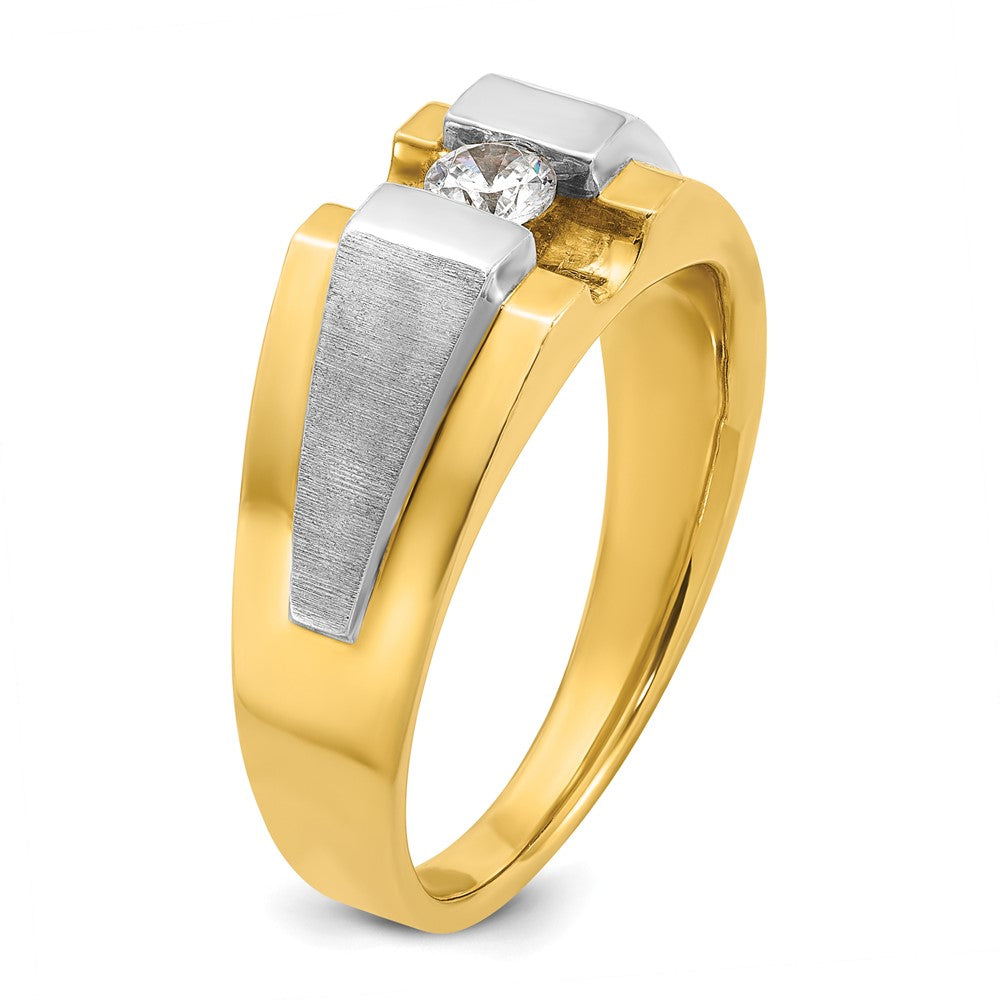IBGoodman 14k Two-tone 1/4 carat Lab Grown Diamond VS/SI+ G+ Complete Polished and Satin Men's Ring