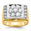 IBGoodman 14k Two Tone 1 1/2 carat Lab Grown Diamond VS/SI+ G+ Complete Men's Polished and Satin Cluster Ring
