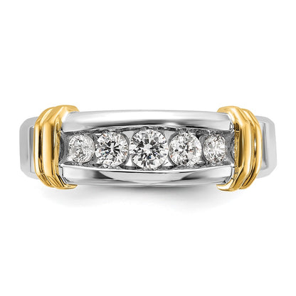 IBGoodman 14k Two-tone 1/2 carat Lab Grown Diamond VS/SI+ G+ Five Stone Complete Polished Men's Ring