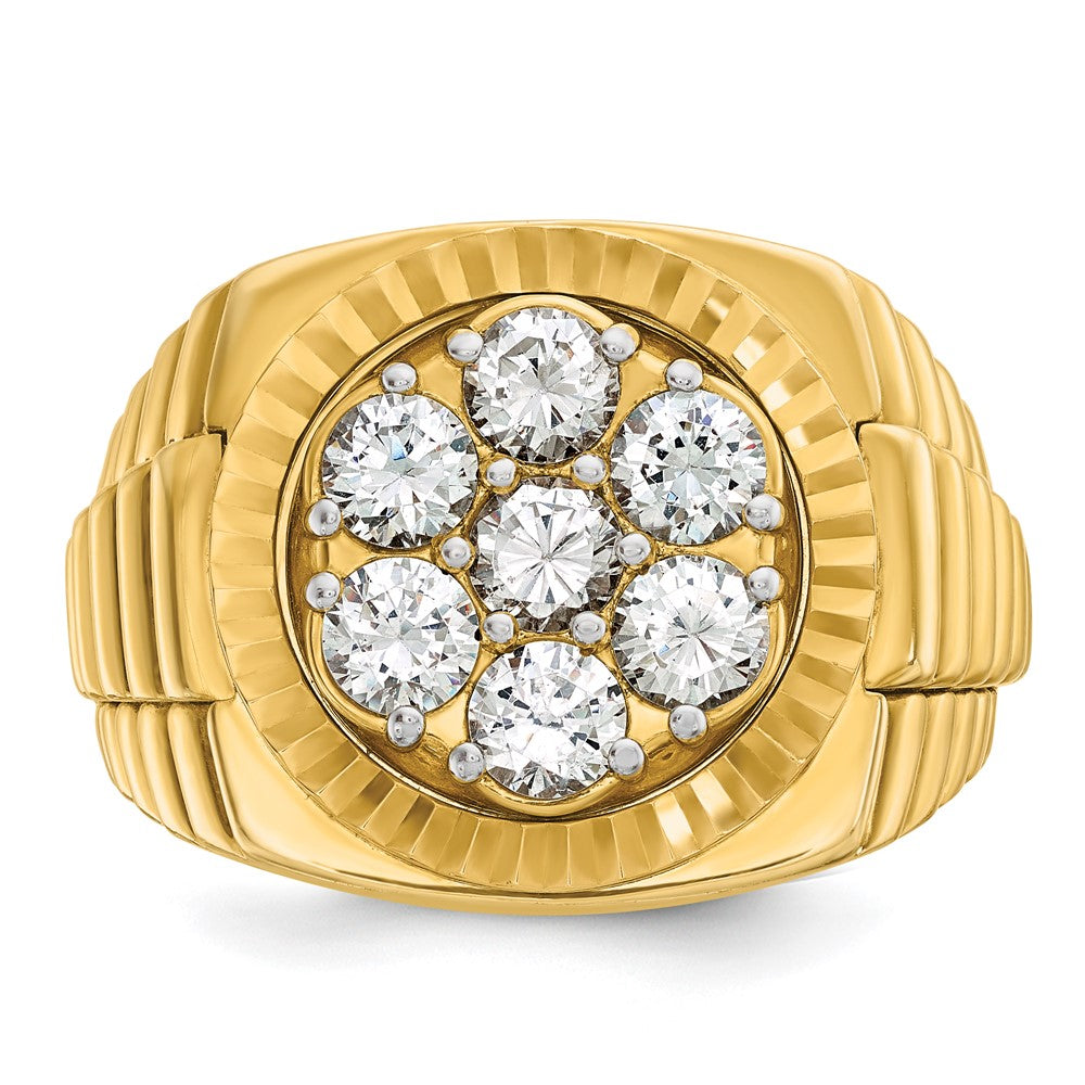 IBGoodman 14k 2 carat Lab Grown Diamond VS/SI+ G+ Complete Ribbed Men's Cluster Ring