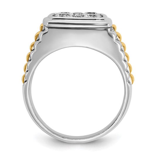 IBGoodman 10k Two-tone Men's Polished and Textured 1 Carat A Quality Diamond Cluster Ring