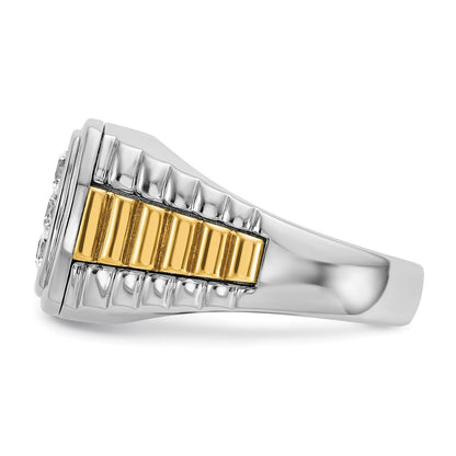 IBGoodman 14k Two Tone 1 carat Lab Grown Diamond VS/SI+ G+ Complete Men's Polished and Satin Cluster Ring