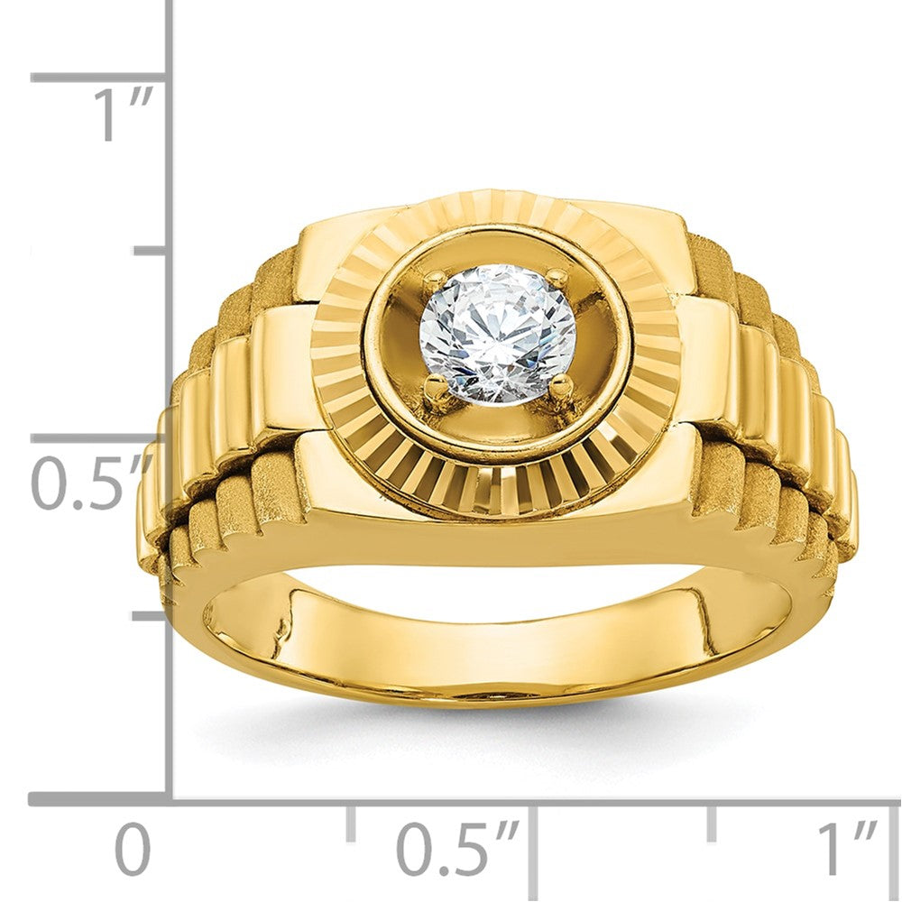 IBGoodman 10k Men's Polished Satin and Textured 1/2 Carat A Quality Diamond Ring