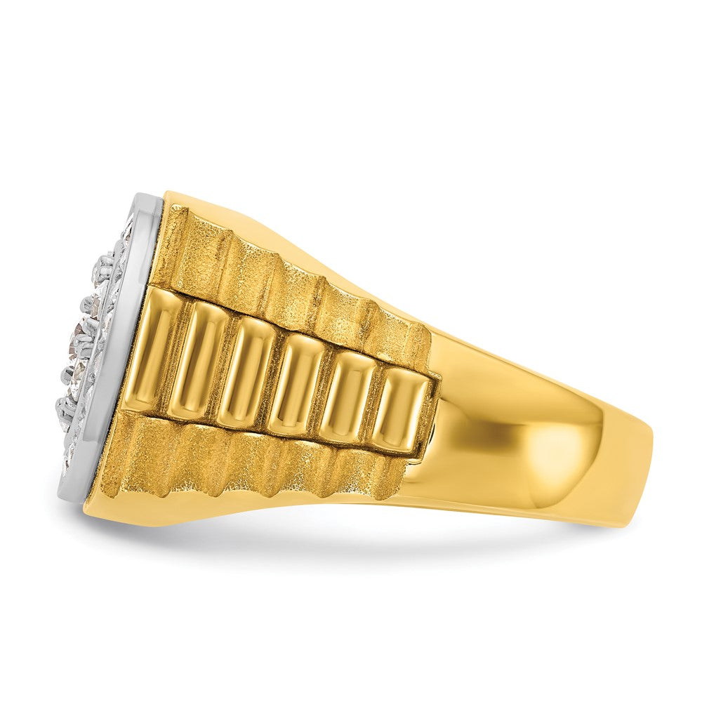 IBGoodman 10k Two-tone Men's Polished Satin and Textured 1 Carat A Quality Diamond Ring