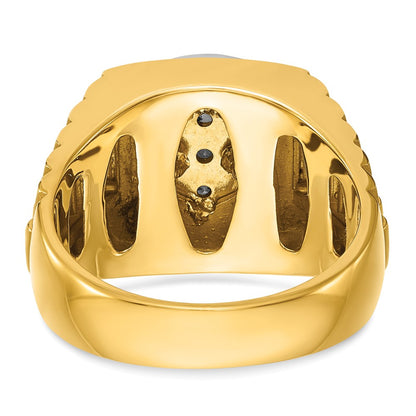 IBGoodman 10k Two-tone Men's Polished Satin and Textured 1 Carat A Quality Diamond Ring