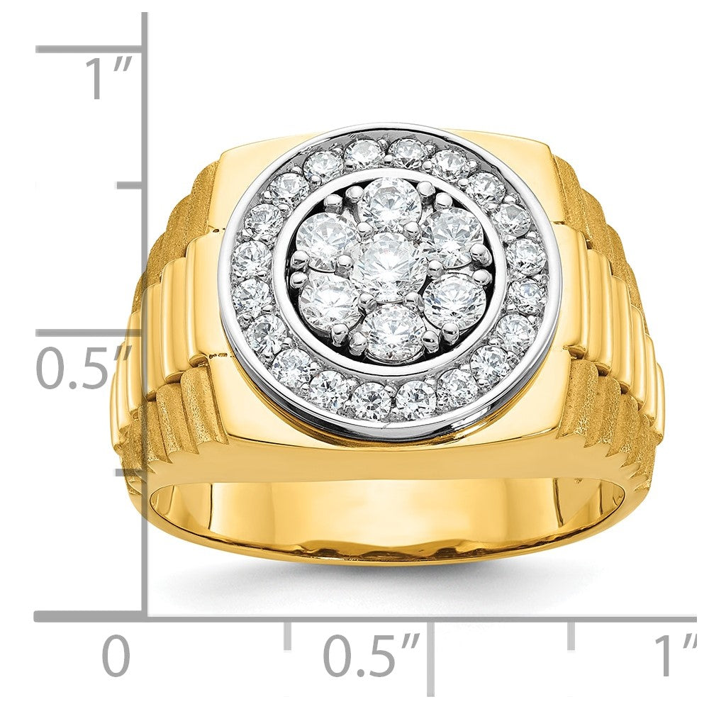 IBGoodman 10k Two-tone Men's Polished Satin and Textured 1 Carat A Quality Diamond Ring
