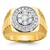 IBGoodman 14k Two-Tone 1 carat Lab Grown Diamond VS/SI+ G+ Complete Satin and Textured Men's Cluster Ring