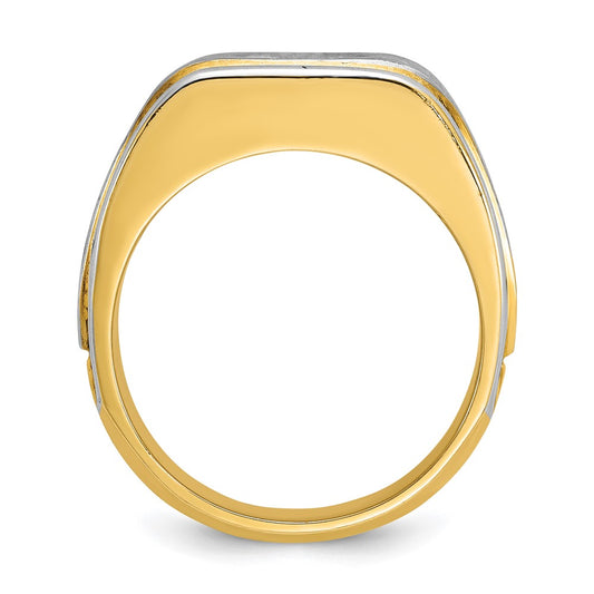 IBGoodman 14k Two-tone 1 carat Lab Grown Diamond VS/SI+ G+ Complete Polished and Satin Men's Ring