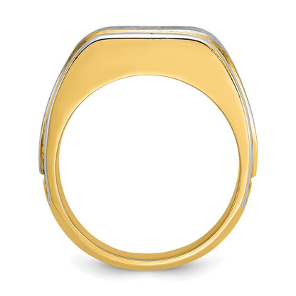IBGoodman 14k Two-tone 1 carat Lab Grown Diamond VS/SI+ G+ Complete Polished and Satin Men's Ring