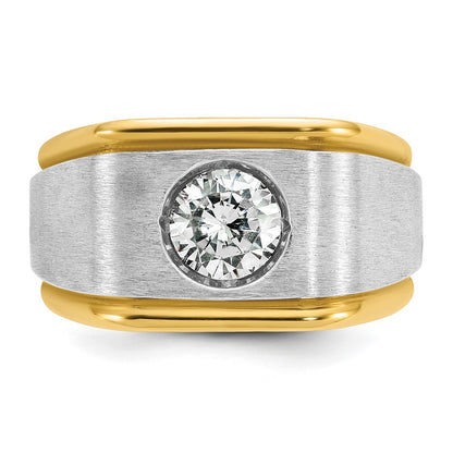 IBGoodman 14k Two-tone 1 carat Lab Grown Diamond VS/SI+ G+ Complete Polished and Satin Men's Ring