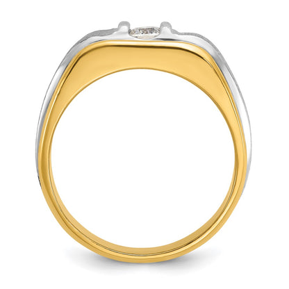 IBGoodman 14k Two-tone 1/4 carat Lab Grown Diamond VS/SI+ G+ Complete Polished and Satin Men's Ring