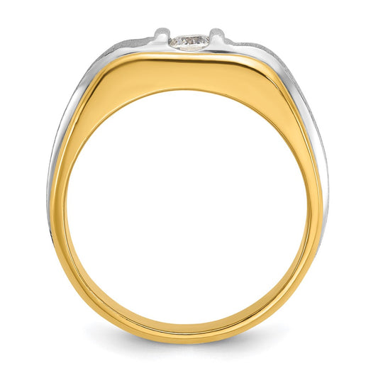 IBGoodman 14k Two-tone 1/4 carat Lab Grown Diamond VS/SI+ G+ Complete Polished and Satin Men's Ring