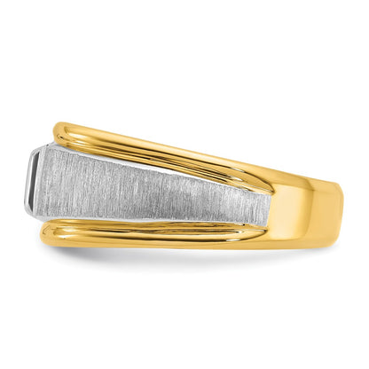 IBGoodman 14k Two-tone 1/4 carat Lab Grown Diamond VS/SI+ G+ Complete Polished and Satin Men's Ring