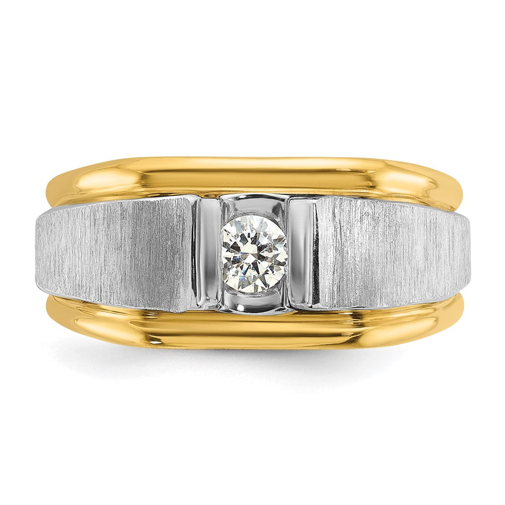IBGoodman 14k Two-tone 1/4 carat Lab Grown Diamond VS/SI+ G+ Complete Polished and Satin Men's Ring
