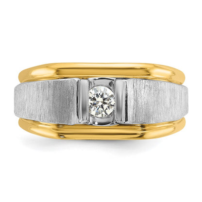 IBGoodman 14k Two-tone 1/4 carat Lab Grown Diamond VS/SI+ G+ Complete Polished and Satin Men's Ring