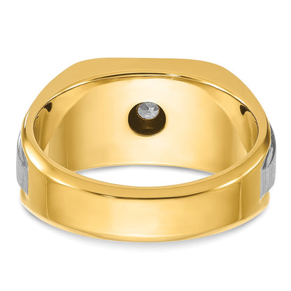 IBGoodman 14k Two-tone 1/4 carat Lab Grown Diamond VS/SI+ G+ Complete Polished and Satin Men's Ring