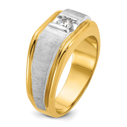 IBGoodman 14k Two-tone 1/4 carat Lab Grown Diamond VS/SI+ G+ Complete Polished and Satin Men's Ring