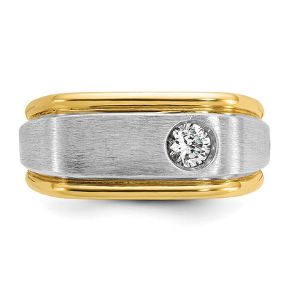 IB Goodman 10k Two-tone Mens Polished and Satin 1/4 carat Diamond Complete Ring