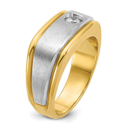 IB Goodman 10k Two-tone Mens Polished and Satin 1/4 carat Diamond Complete Ring